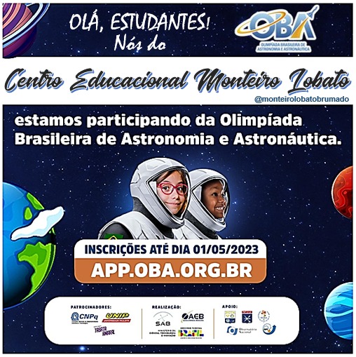 INSCRIÇÕES OBA!!! Fiquem atentos, queridos estudantes!