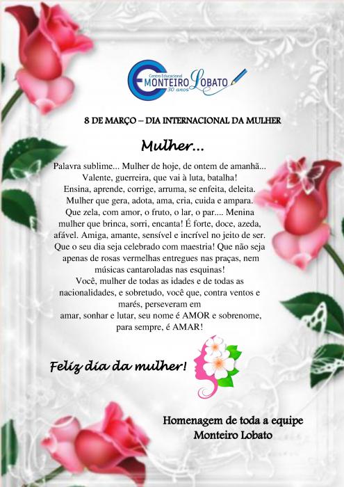 FELIZ DIA DA MULHER!!!