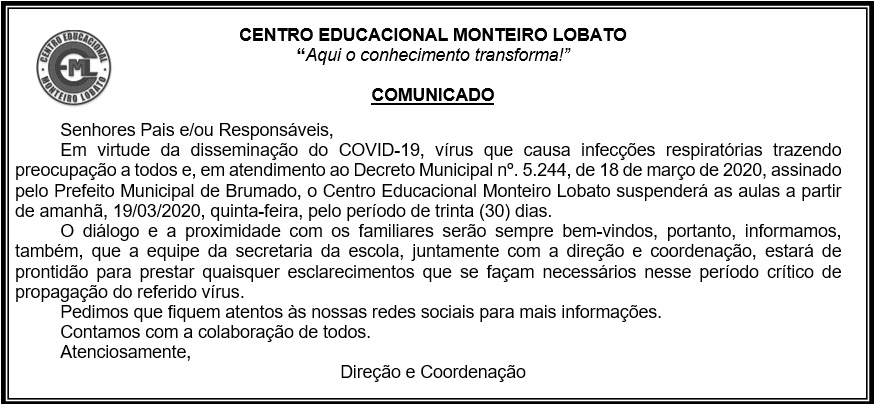 COMUNICADO COVID-19